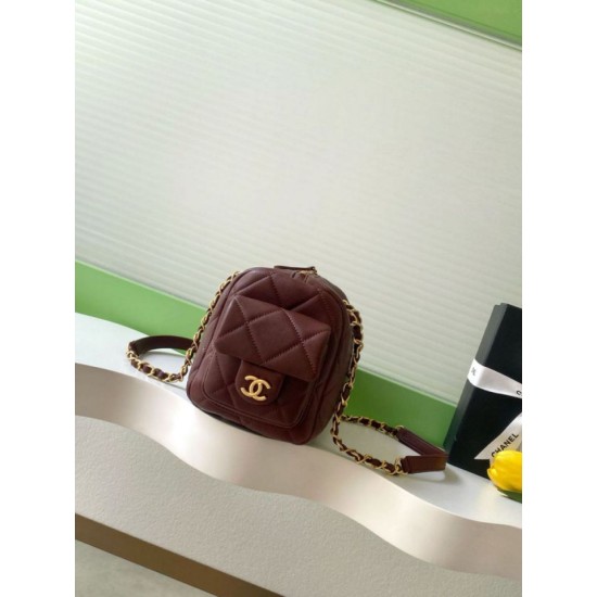 Repliche Borsa bowling piccola Chanel AS5792 Pelle di agnello Bordeaux Imitazioni False Online