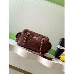 Repliche Borsa bowling piccola Chanel AS5792 Pelle di agnello Bordeaux Imitazioni False Online