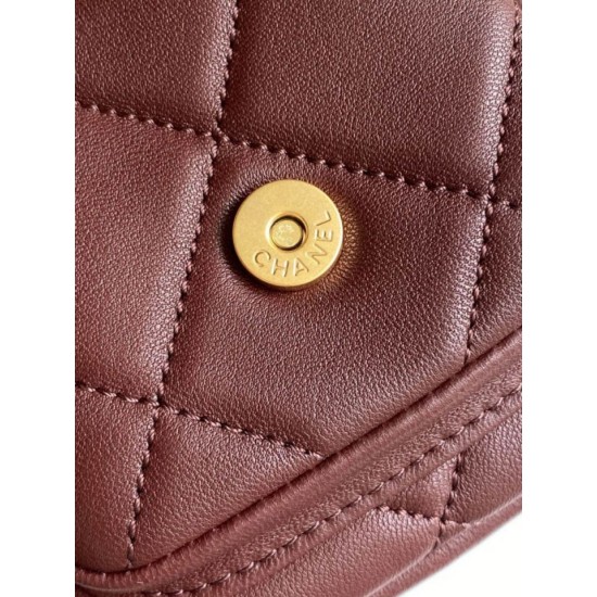 Repliche Borsa bowling piccola Chanel AS5792 Pelle di agnello Bordeaux Imitazioni False Online