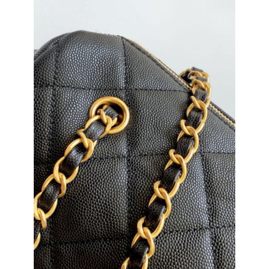 Repliche Borsa bowling piccola Chanel AS5792 Pelle di vitello granata Nero Imitazioni False Online