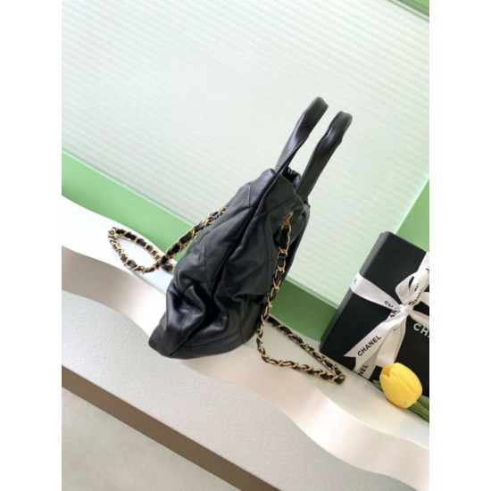 Repliche Borsa a fiocco Chanel 25K Pelle di agnello AS5851 Nero Imitazioni False Online
