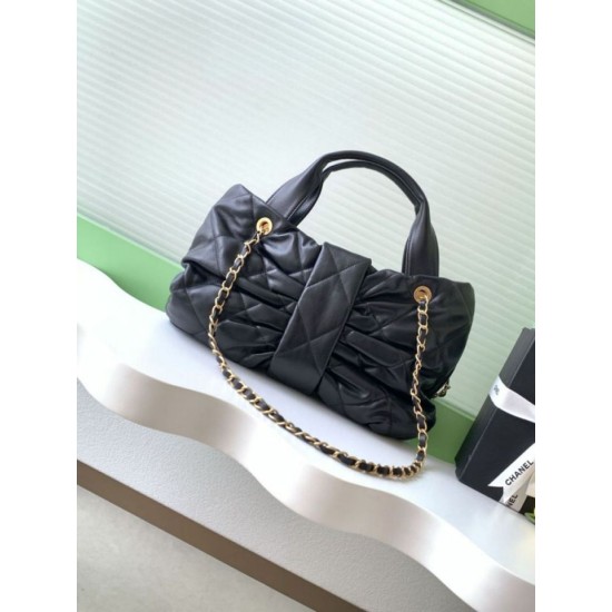 Repliche Borsa a fiocco Chanel 25K Pelle di agnello AS5851 Nero Imitazioni False Online