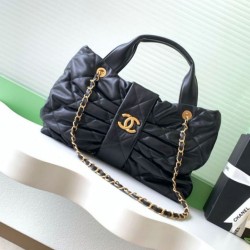 Repliche Borsa a fiocco Chanel 25K Pelle di agnello AS5851 Nero Imitazioni False Online
