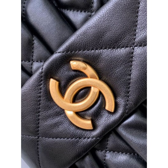 Repliche Borsa a fiocco Chanel 25K Pelle di agnello AS5851 Nero Imitazioni False Online