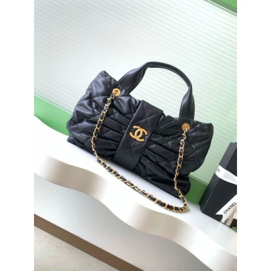 Repliche Borsa a fiocco Chanel 25K Pelle di agnello AS5851 Nero Imitazioni False Online