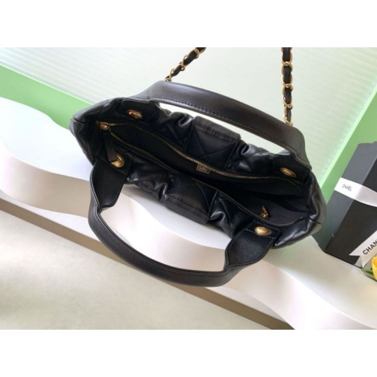 Repliche Borsa a fiocco Chanel 25K Pelle di agnello AS5851 Nero Imitazioni False Online