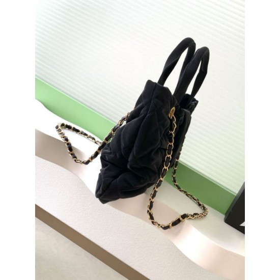 Repliche Borsa a fiocco Chanel 25K Pelle di vitello AS5851 Nero Imitazioni False Online