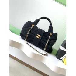 Repliche Borsa a fiocco Chanel 25K Pelle di vitello AS5851 Nero Imitazioni False Online