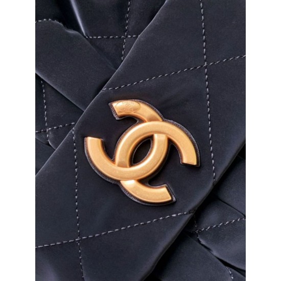 Repliche Borsa a fiocco Chanel 25K Pelle di vitello AS5851 Nero Imitazioni False Online