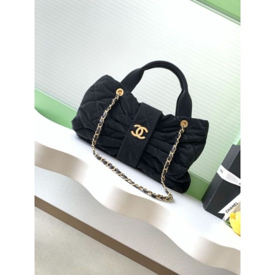 Repliche Borsa a fiocco Chanel 25K Pelle di vitello AS5851 Nero Imitazioni False Online