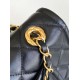 Repliche Borsa Sweet Flap Chanel 24K Pelle di vacchetta oliata e cerata AS5145 Nero Imitazioni False Online