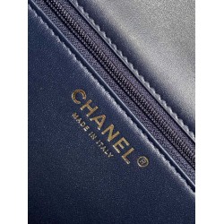 Repliche Borsa Sweet Flap Chanel 24K Pelle di vacchetta oliata e cerata AS5145 Blu Imitazioni False Online