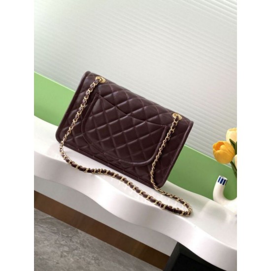 Repliche Borsa Chanel Sweet Flap 24K Pelle di vacchetta oliata e cerata AS5145 Borgogna Imitazioni False Online