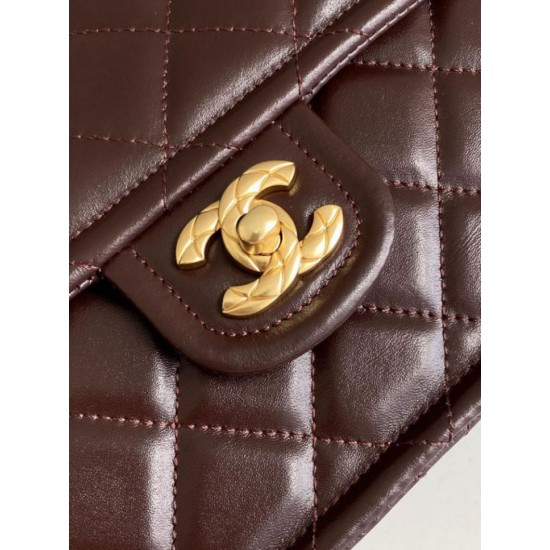 Repliche Borsa Chanel Sweet Flap 24K Pelle di vacchetta oliata e cerata AS5145 Borgogna Imitazioni False Online