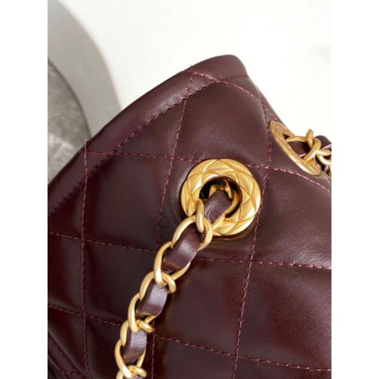 Repliche Borsa Chanel Sweet Flap 24K Pelle di vacchetta oliata e cerata AS5145 Borgogna Imitazioni False Online