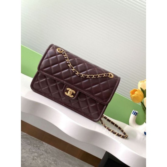 Repliche Borsa Chanel Sweet Flap 24K Pelle di vacchetta oliata e cerata AS5145 Borgogna Imitazioni False Online