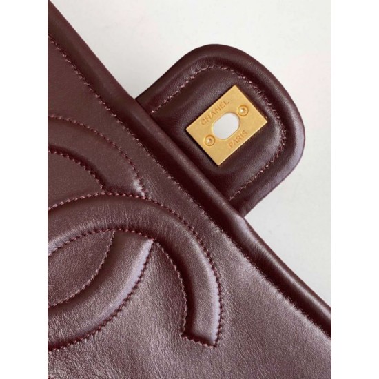 Repliche Borsa Chanel Sweet Flap 24K Pelle di vacchetta oliata e cerata AS5145 Borgogna Imitazioni False Online