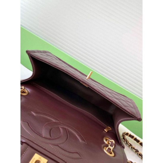Repliche Borsa Chanel Sweet Flap 24K Pelle di vacchetta oliata e cerata AS5145 Borgogna Imitazioni False Online