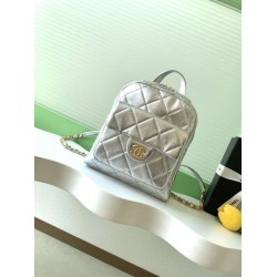 Repliche Zaino Chanel 25K Pelle di vitello granata AS5793 Argento Imitazioni False Online