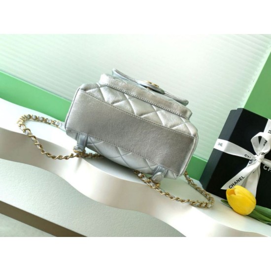 Repliche Zaino Chanel 25K Pelle di vitello granata AS5793 Argento Imitazioni False Online