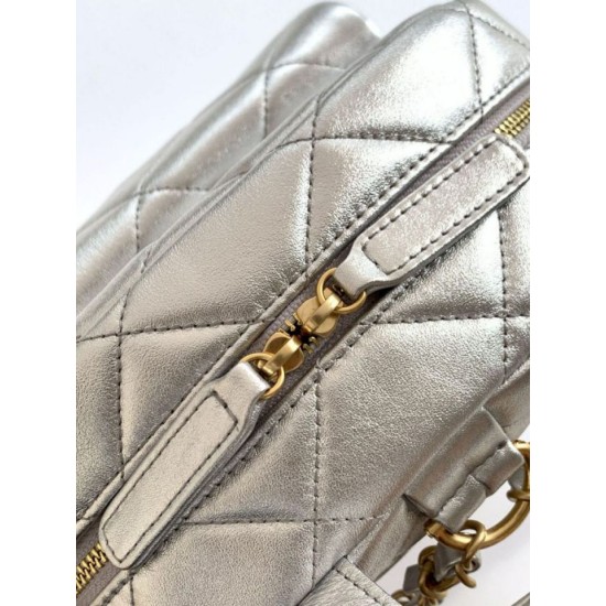 Repliche Zaino Chanel 25K Pelle di vitello granata AS5793 Argento Imitazioni False Online