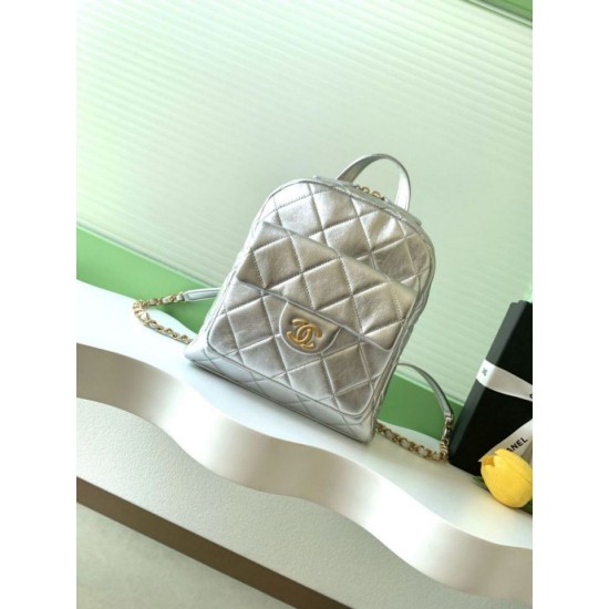 Repliche Zaino Chanel 25K Pelle di vitello granata AS5793 Argento Imitazioni False Online