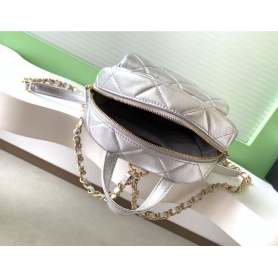 Repliche Zaino Chanel 25K Pelle di vitello granata AS5793 Argento Imitazioni False Online