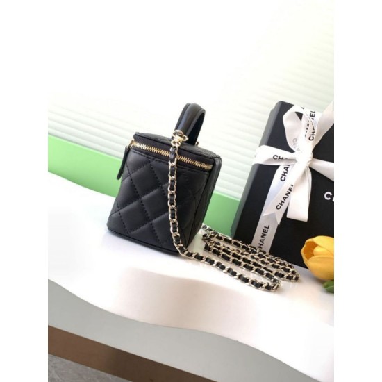 Repliche Borsa a tracolla Chanel 25C Vanity con catena AP4404 Nero Imitazioni False Online