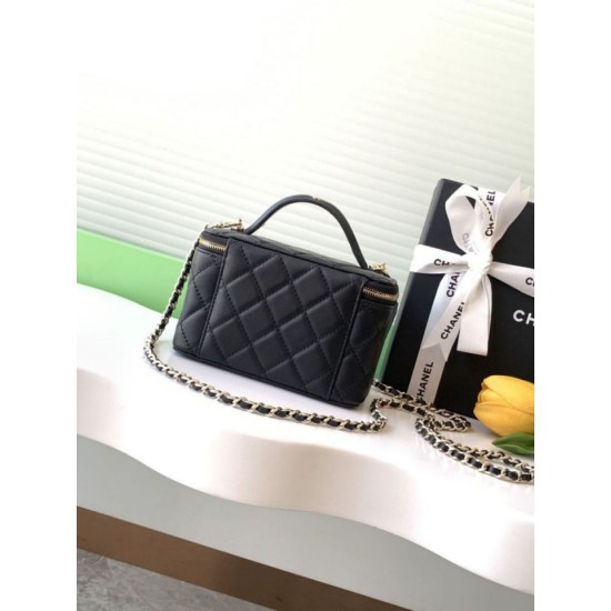 Repliche Borsa a tracolla Chanel 25C Vanity con catena AP4404 Nero Imitazioni False Online