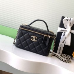Repliche Borsa a tracolla Chanel 25C Vanity con catena AP4404 Nero Imitazioni False Online