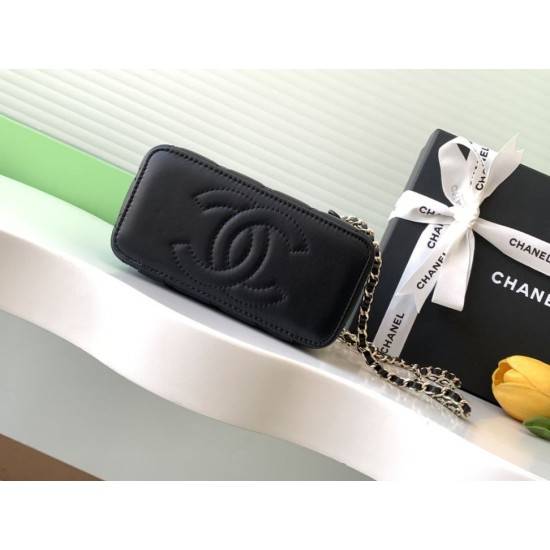 Repliche Borsa a tracolla Chanel 25C Vanity con catena AP4404 Nero Imitazioni False Online