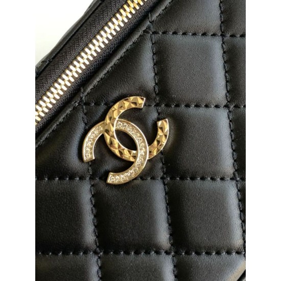 Repliche Borsa a tracolla Chanel 25C Vanity con catena AP4404 Nero Imitazioni False Online