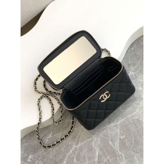 Repliche Borsa a tracolla Chanel 25C Vanity con catena AP4404 Nero Imitazioni False Online
