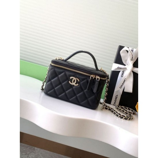 Repliche Borsa a tracolla Chanel 25C Vanity con catena AP4404 Nero Imitazioni False Online