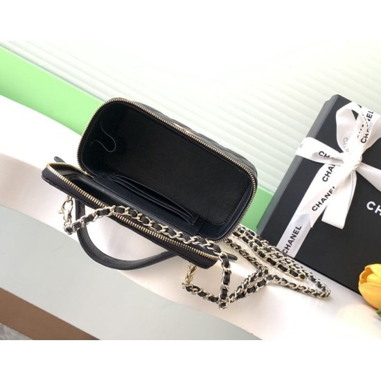 Repliche Borsa a tracolla Chanel 25C Vanity con catena AP4404 Nero Imitazioni False Online