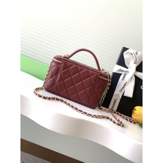 Repliche Borsa a tracolla Chanel 25C Vanity con catena AP4404 Borgogna Imitazioni False Online