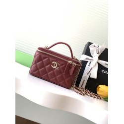Repliche Borsa a tracolla Chanel 25C Vanity con catena AP4404 Borgogna Imitazioni False Online