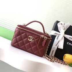 Repliche Borsa a tracolla Chanel 25C Vanity con catena AP4404 Borgogna Imitazioni False Online