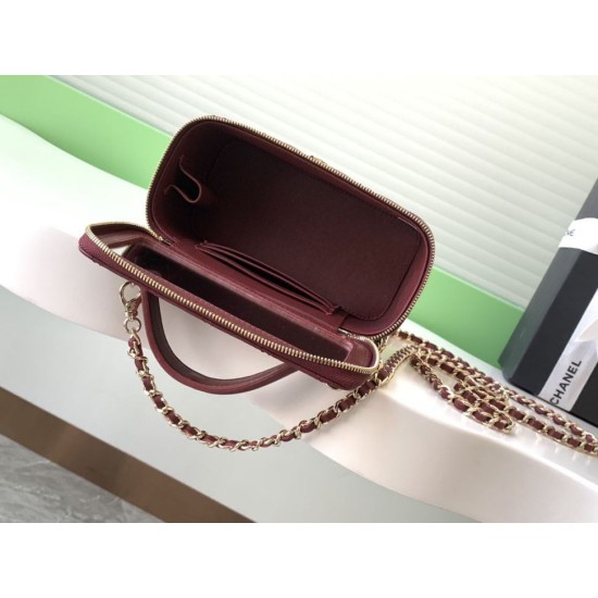 Repliche Borsa a tracolla Chanel 25C Vanity con catena AP4404 Borgogna Imitazioni False Online