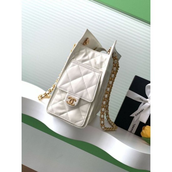 Repliche Borsa tote Chanel grande con tracolla a catena AS5303 Bianco Imitazioni False Online