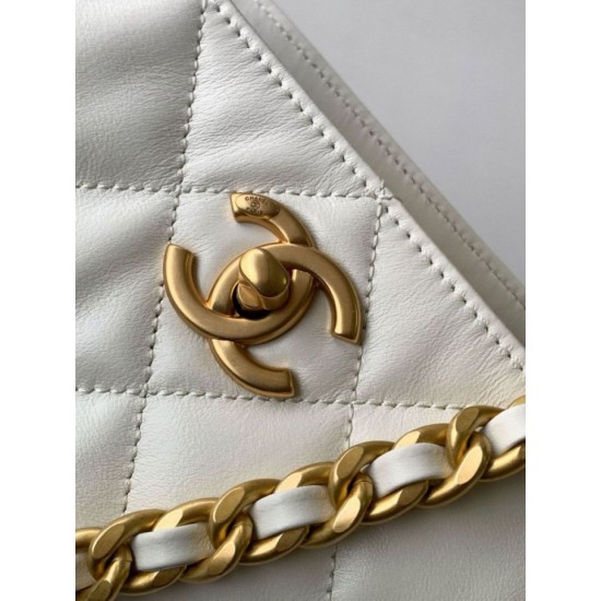 Repliche Borsa tote Chanel grande con tracolla a catena AS5303 Bianco Imitazioni False Online