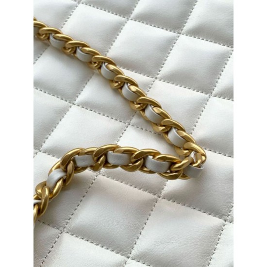 Repliche Borsa tote Chanel grande con tracolla a catena AS5303 Bianco Imitazioni False Online
