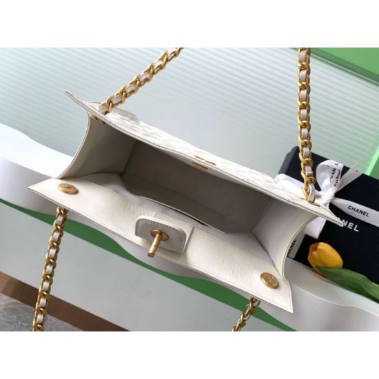 Repliche Borsa tote Chanel grande con tracolla a catena AS5303 Bianco Imitazioni False Online