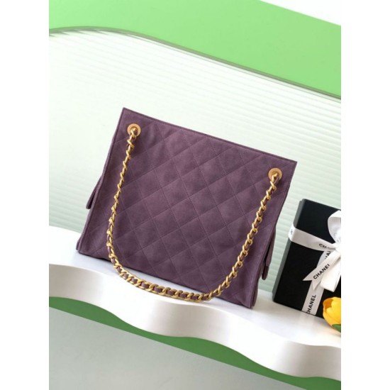 Repliche Borsa tote Chanel grande con tracolla a catena AS5303 Scamosciato Viola Imitazioni False Online
