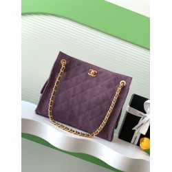 Repliche Borsa tote Chanel grande con tracolla a catena AS5303 Scamosciato Viola Imitazioni False Online