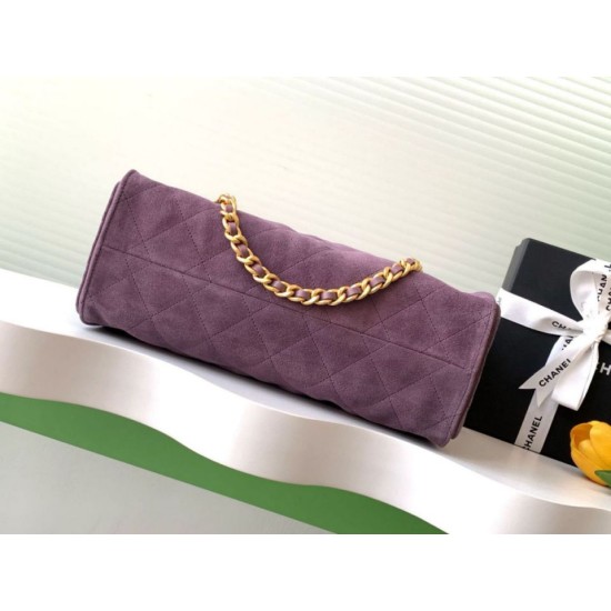 Repliche Borsa tote Chanel grande con tracolla a catena AS5303 Scamosciato Viola Imitazioni False Online