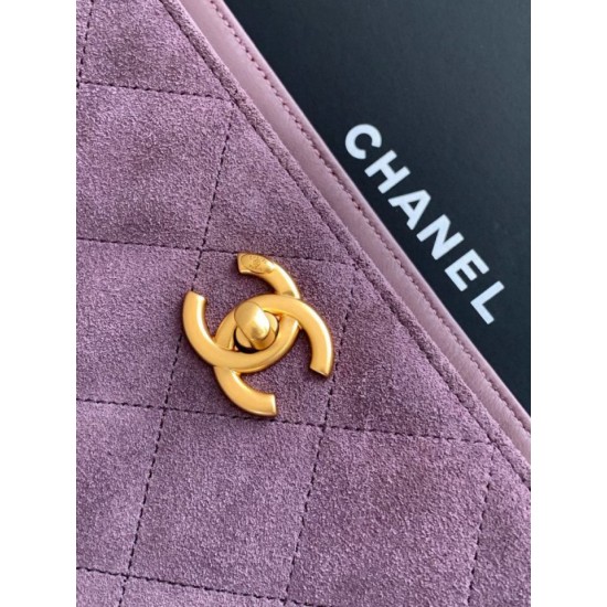 Repliche Borsa tote Chanel grande con tracolla a catena AS5303 Scamosciato Viola Imitazioni False Online