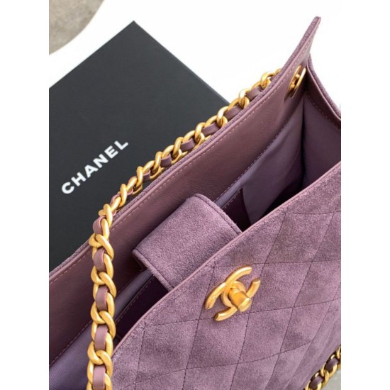 Repliche Borsa tote Chanel grande con tracolla a catena AS5303 Scamosciato Viola Imitazioni False Online