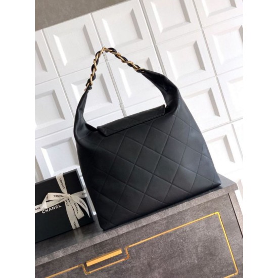 Repliche Borsa hobo Chanel Maxi AS5839 Pelle di vitello nera Imitazioni False Online