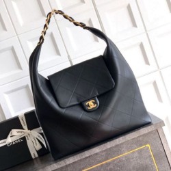 Repliche Borsa hobo Chanel Maxi AS5839 Pelle di vitello nera Imitazioni False Online